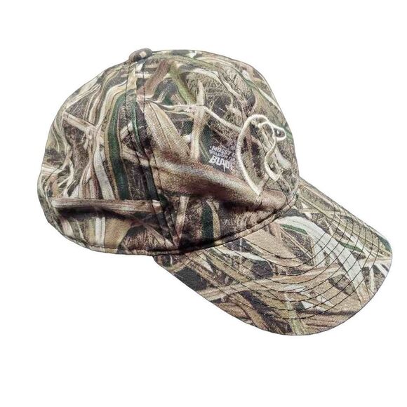 DUCKS UNLIMITED TRUCKERS CAP CAMO HAT ADJUSTABLE BUCKLE STRAP - Picture 1 of 10